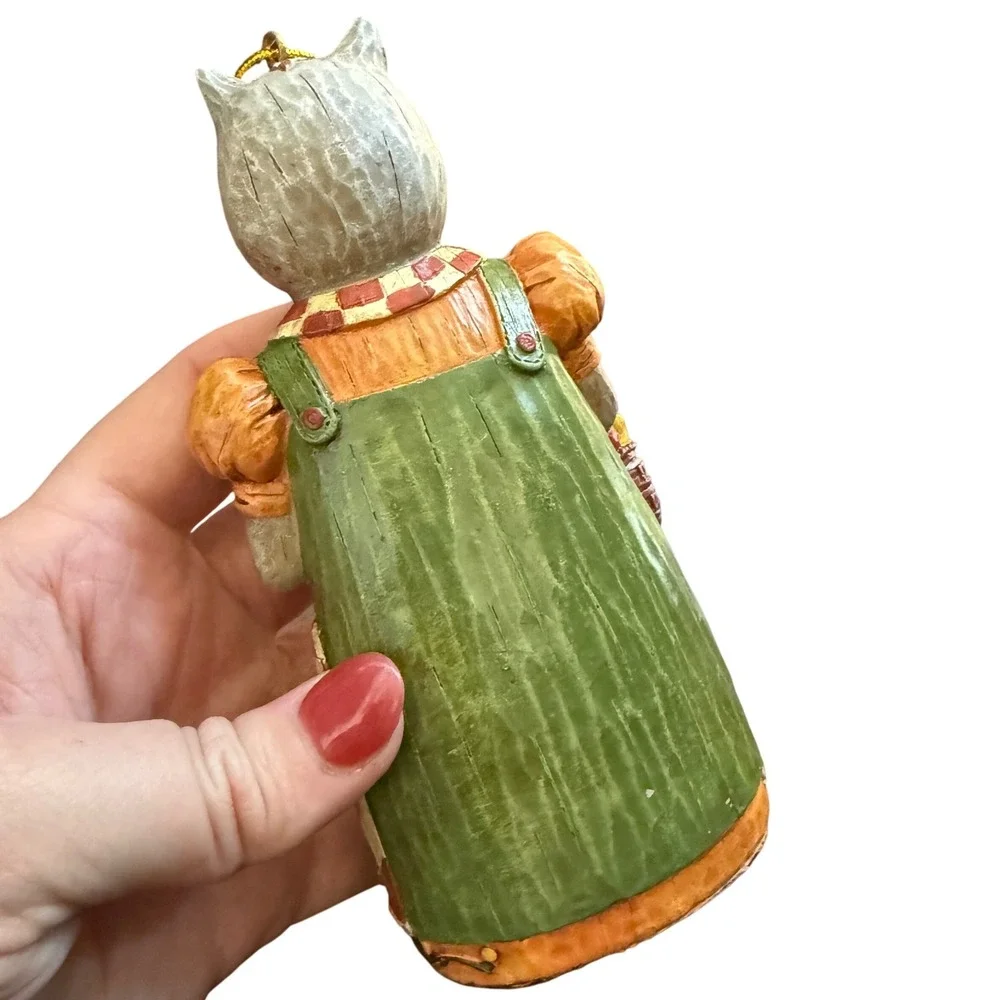 VTG Seymour Mann Cat Ornament Carved Country Holiday Christmas Primitive‎